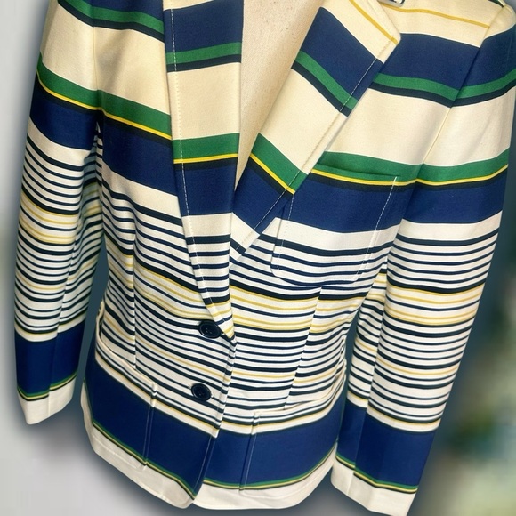 NWOT Tommy Hilfiger ‘3-Pocket’ Ivory & Navy Striped Button Front Blazer Size 8 - Picture 14 of 16